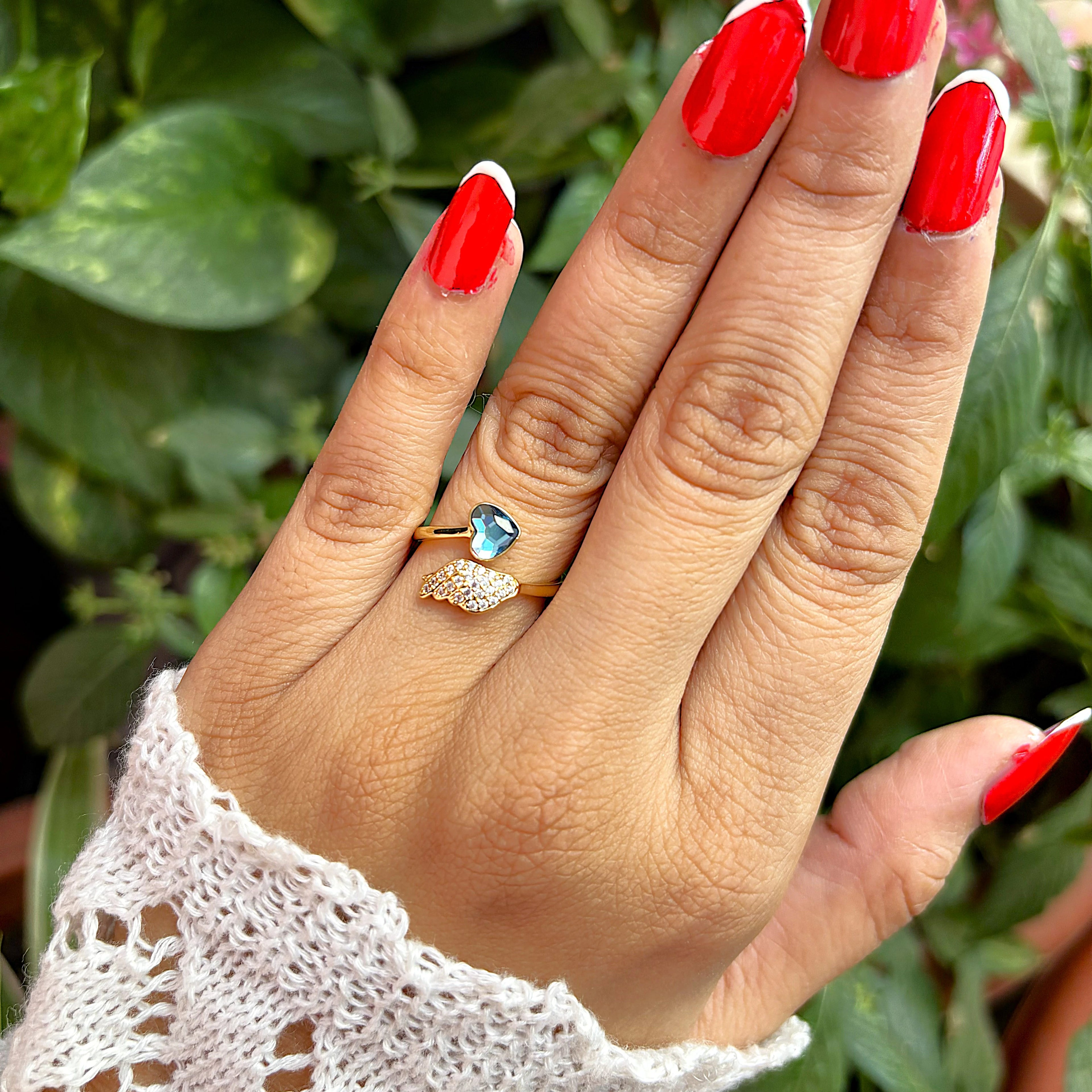 Blue Heart Adjustable Ring