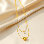 Layered Heart Necklace & Bracelet Combo Set