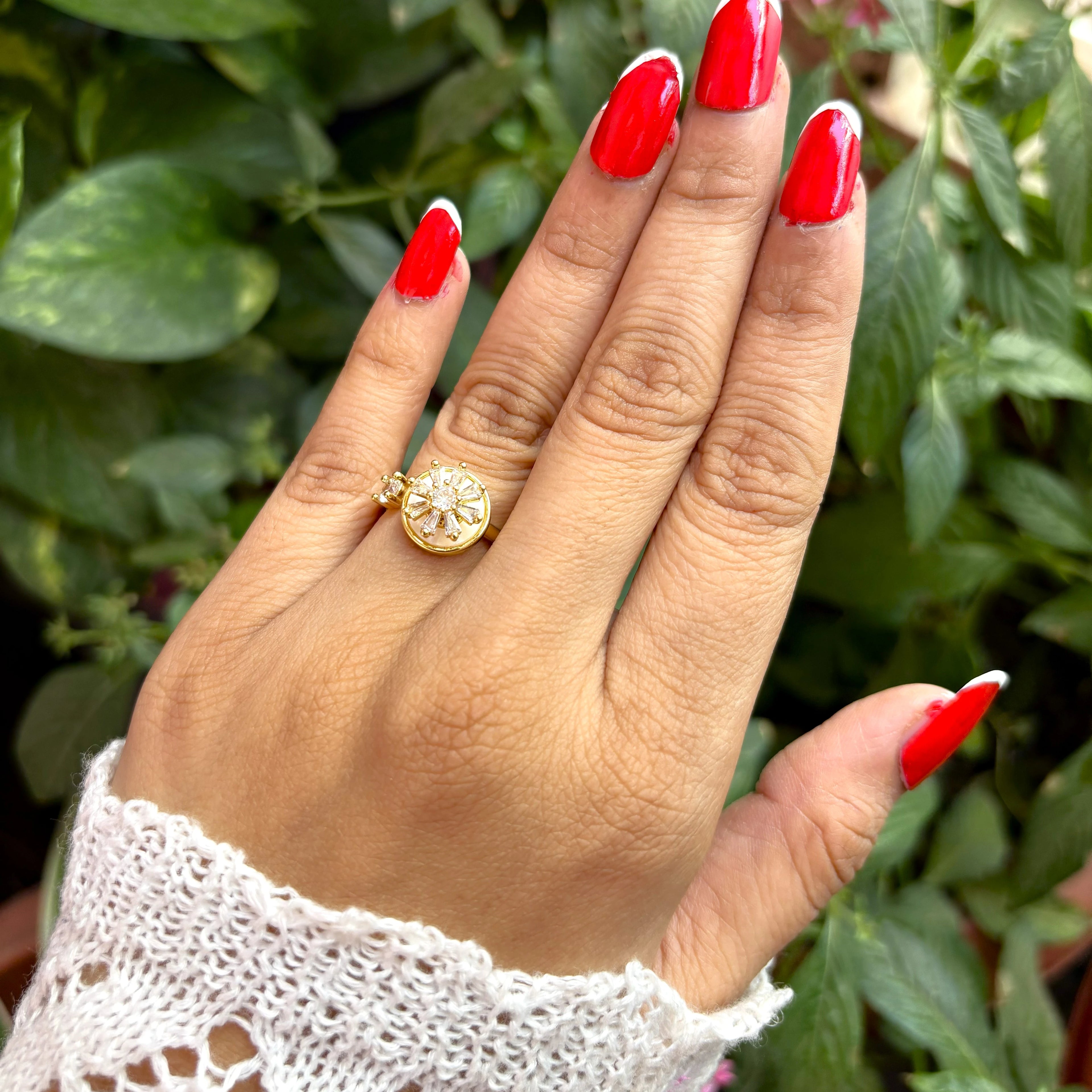 Gold-Plated Spinning Crystal Ring