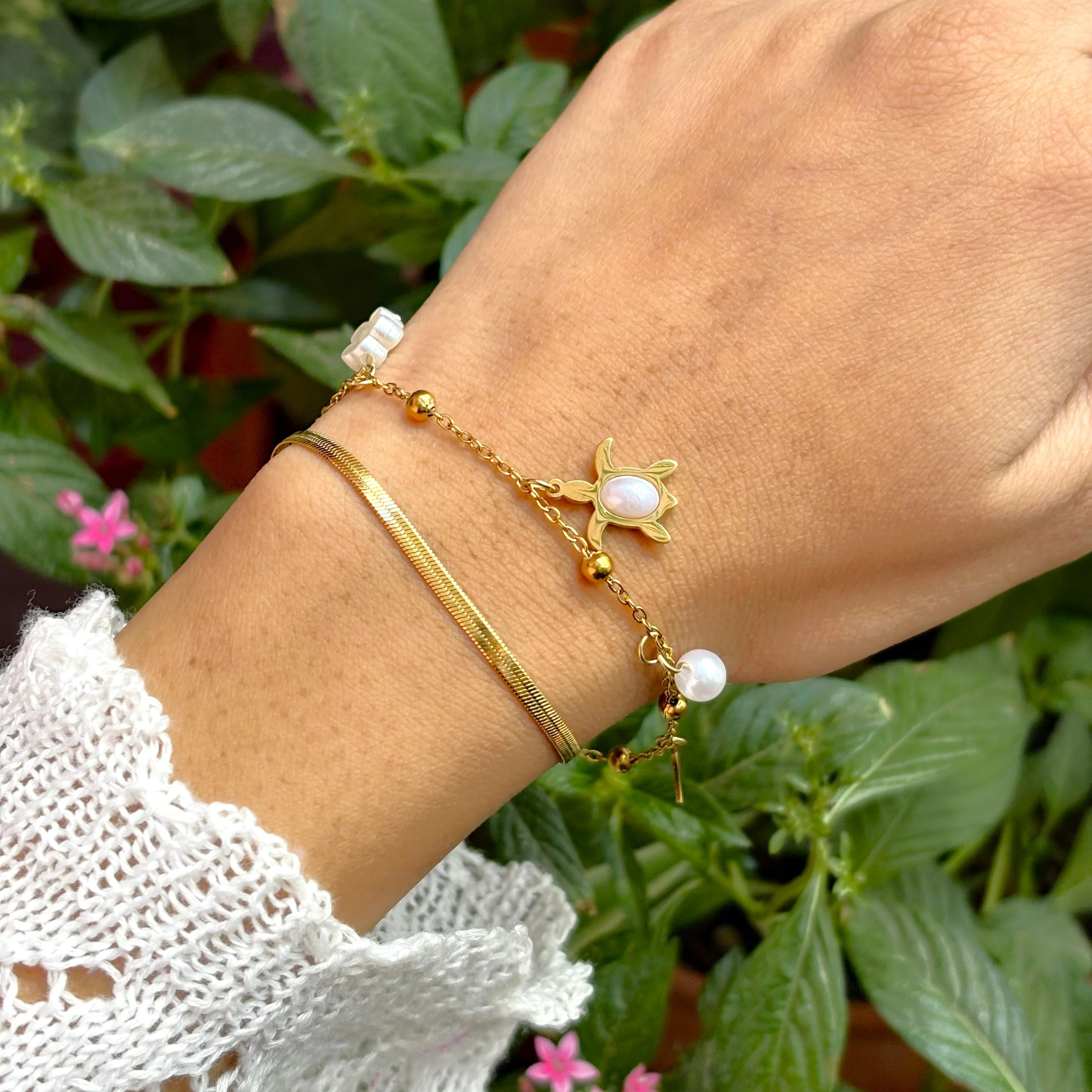 Ocean Pearl Charm Bracelet