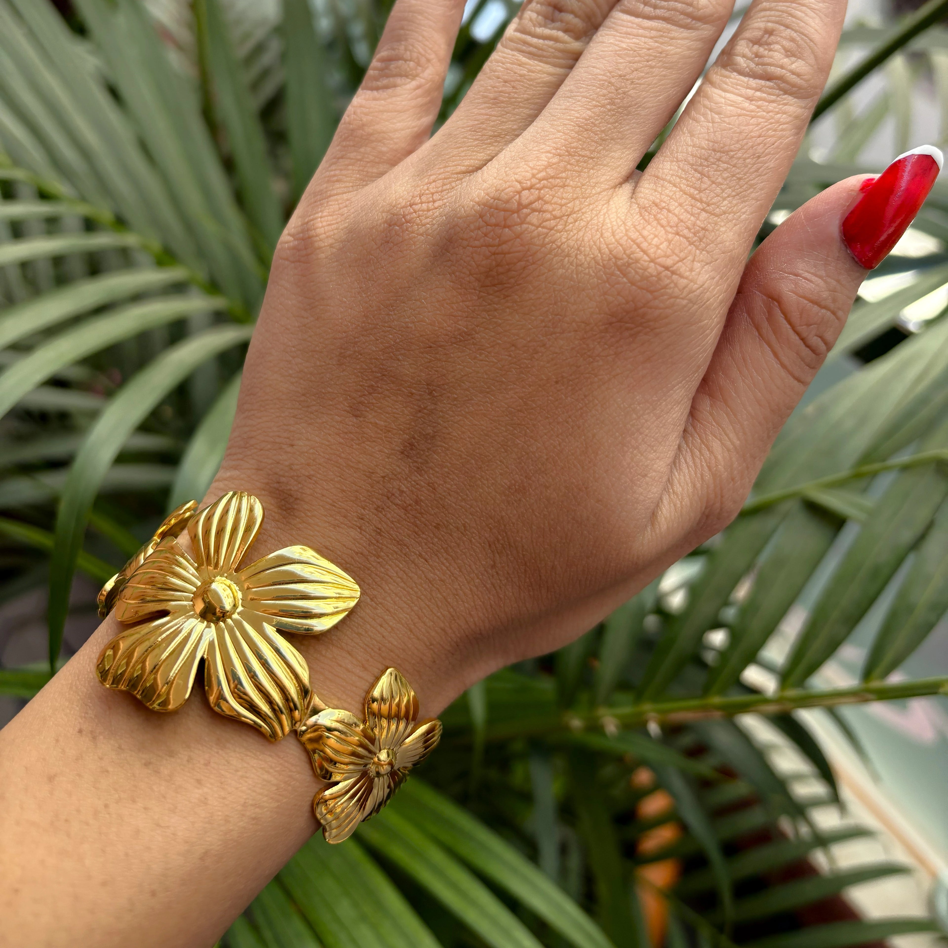 Floral Gold Cuff Bracelet