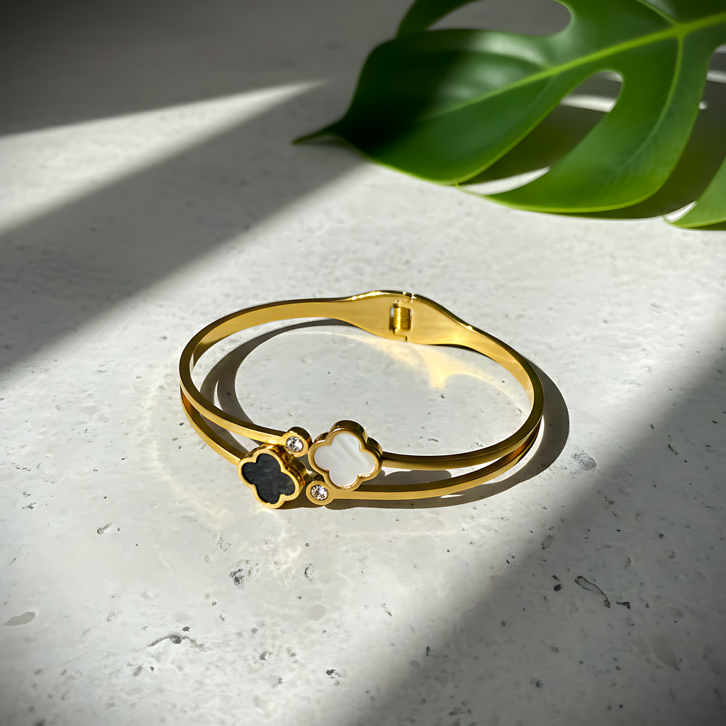 Black & White Clover Bracelet