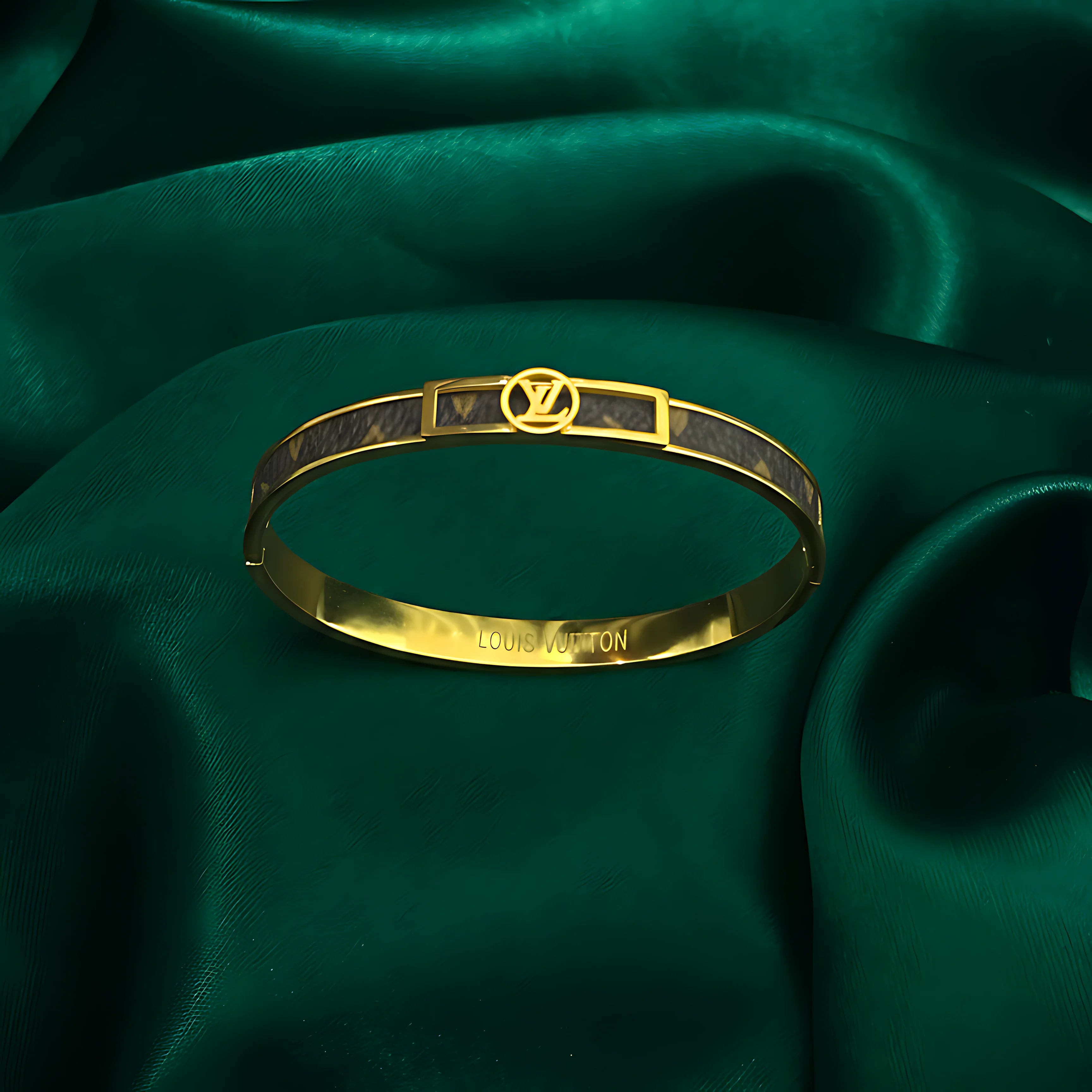 LV Style Gold Bracelet & Stud Earring Combo set