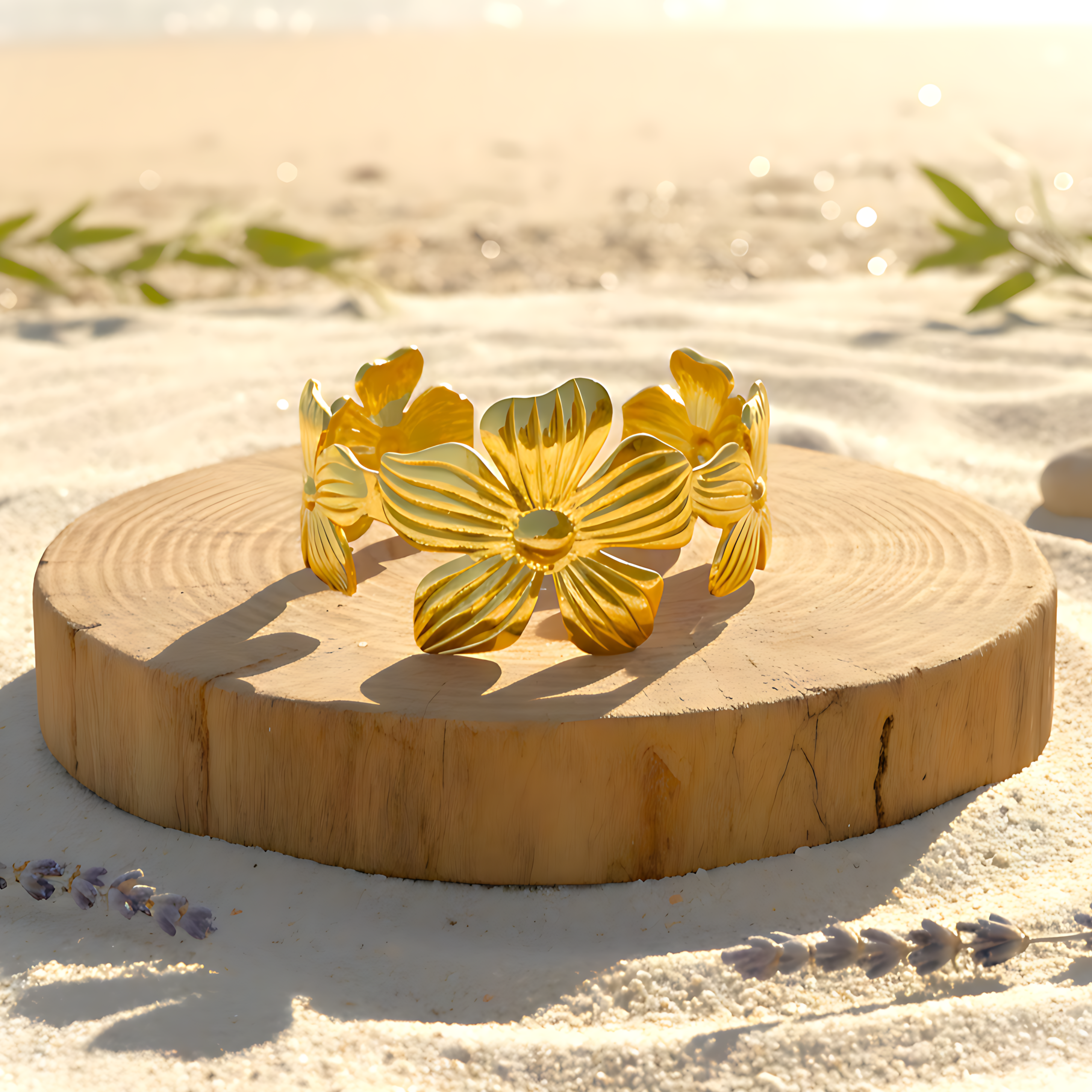 Floral Gold Cuff Bracelet