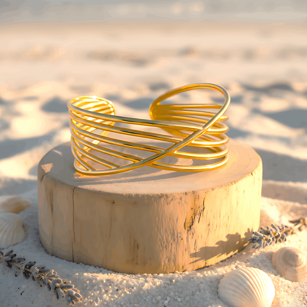 Classic Wire Cuff Bracelet & Stud Earrings Combo Set