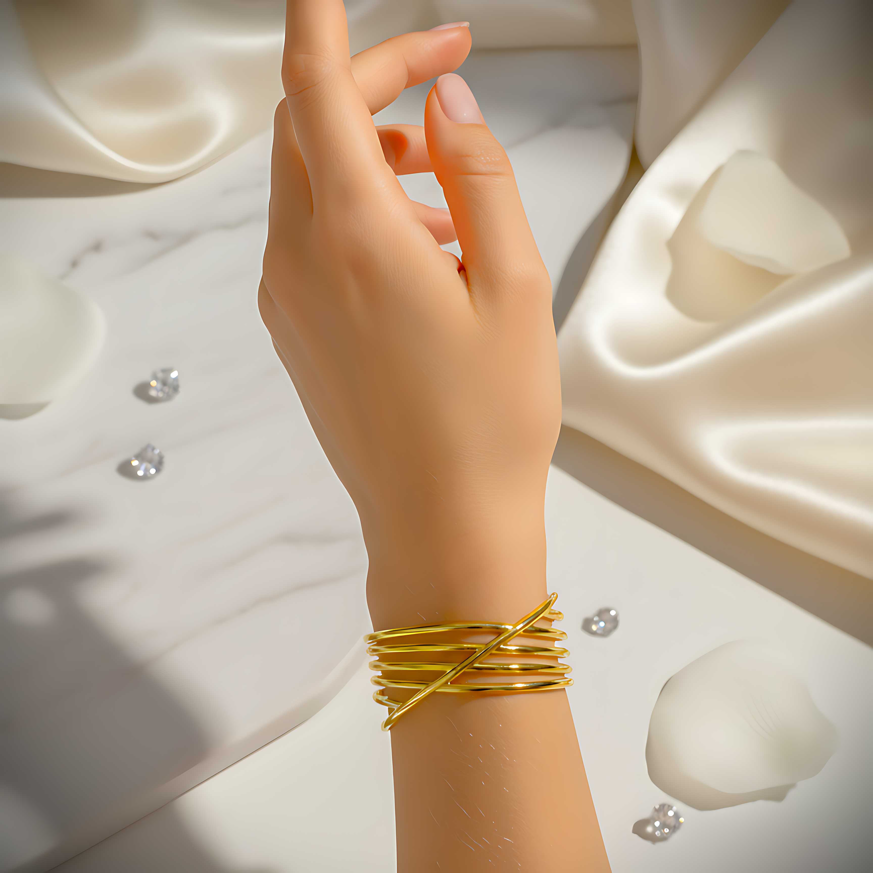 Gold Wire Cuff Bracelet