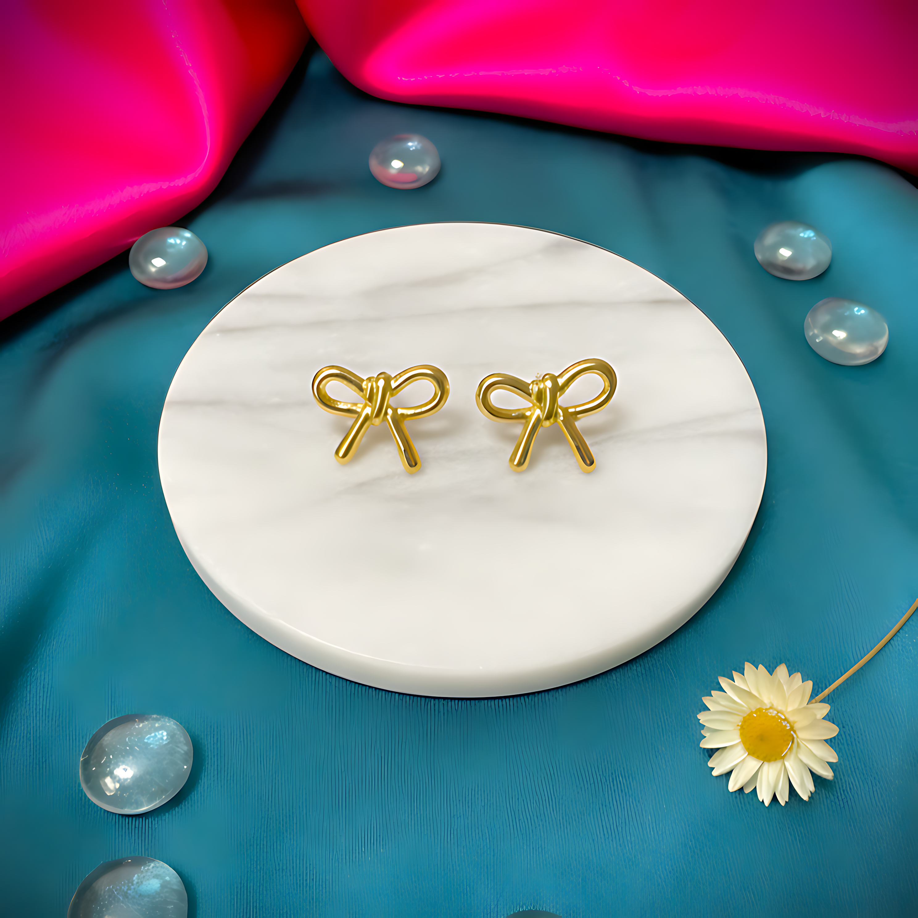 Gold Bow Stud Earrings