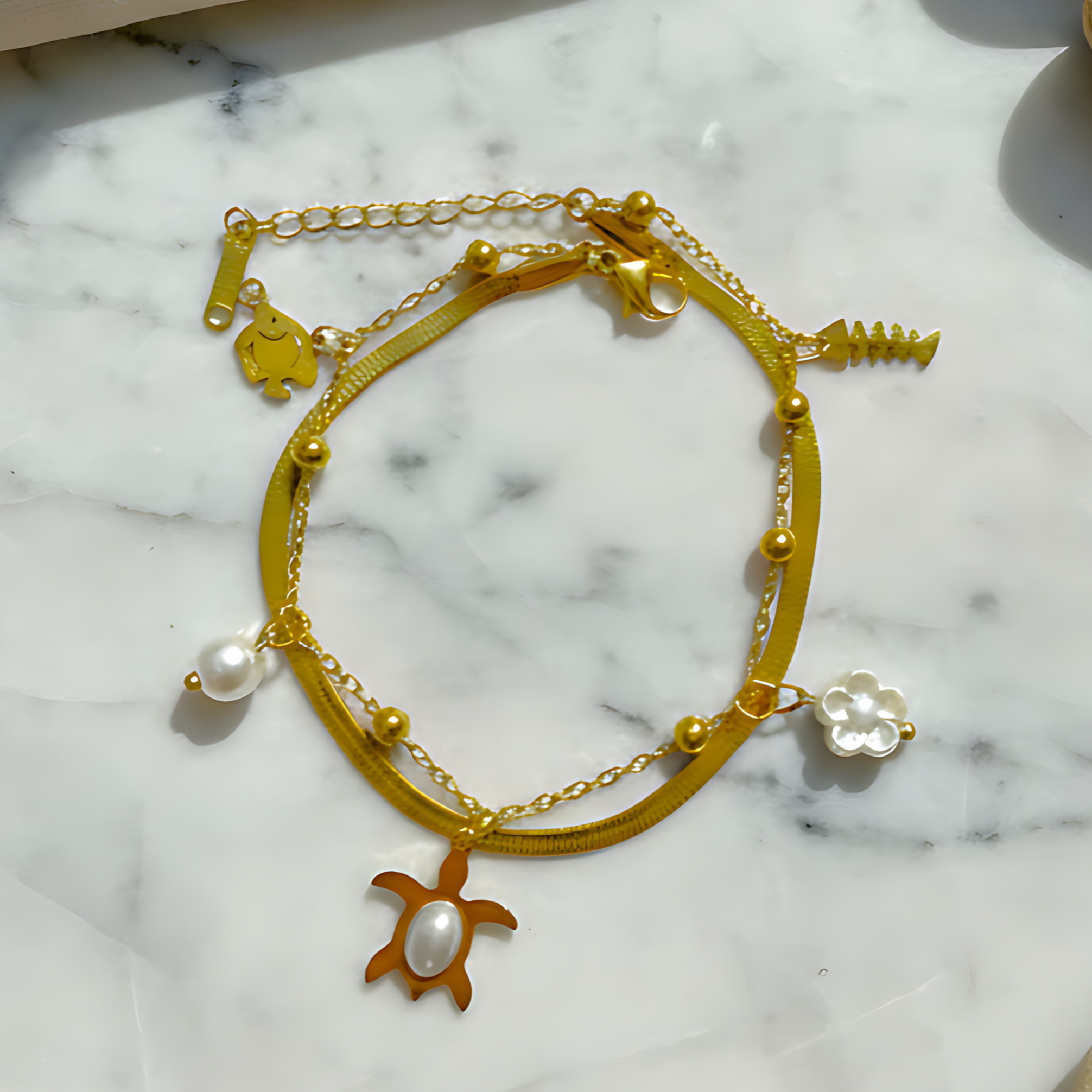 Ocean Pearl Charm Bracelet