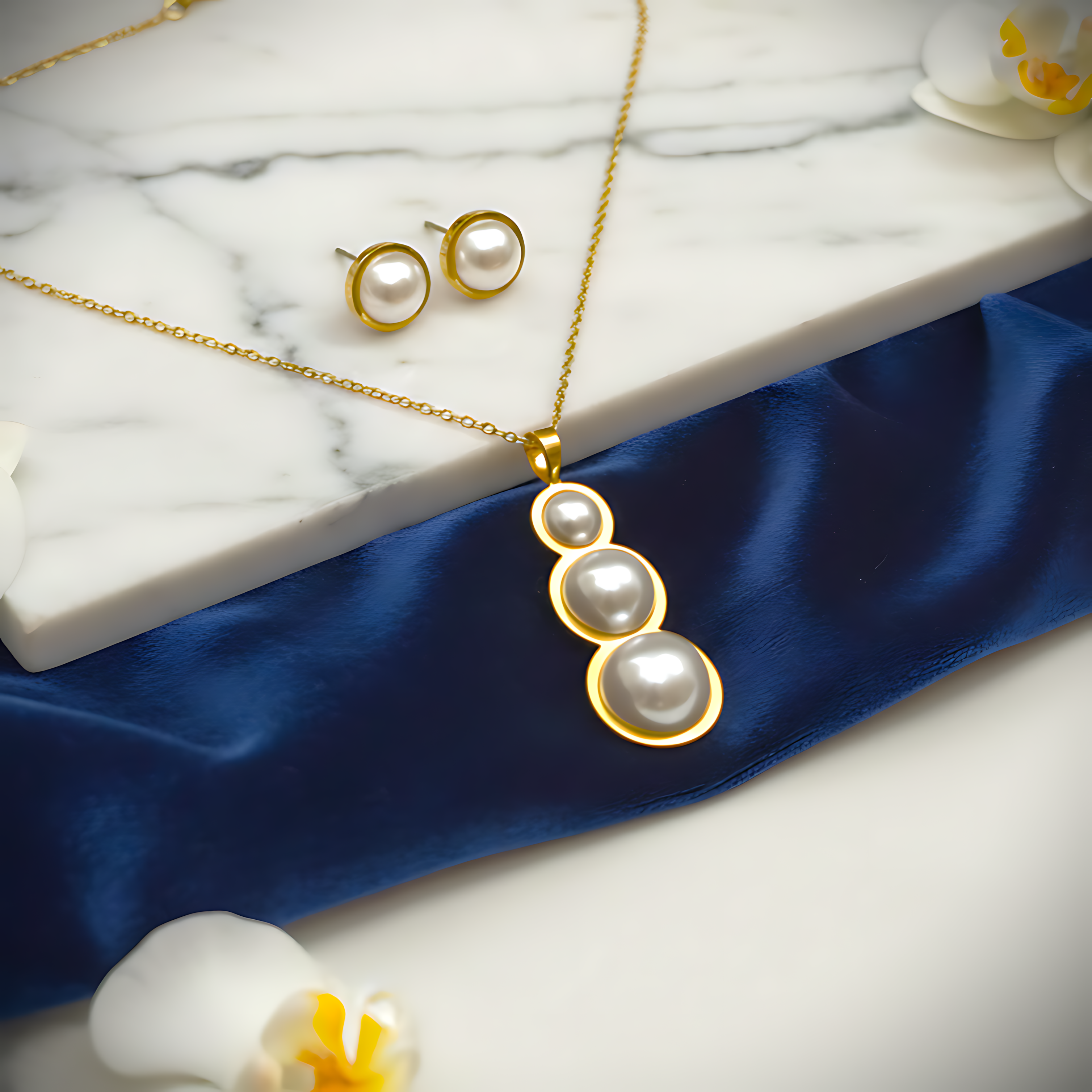 Pearl Necklace & Earring Set