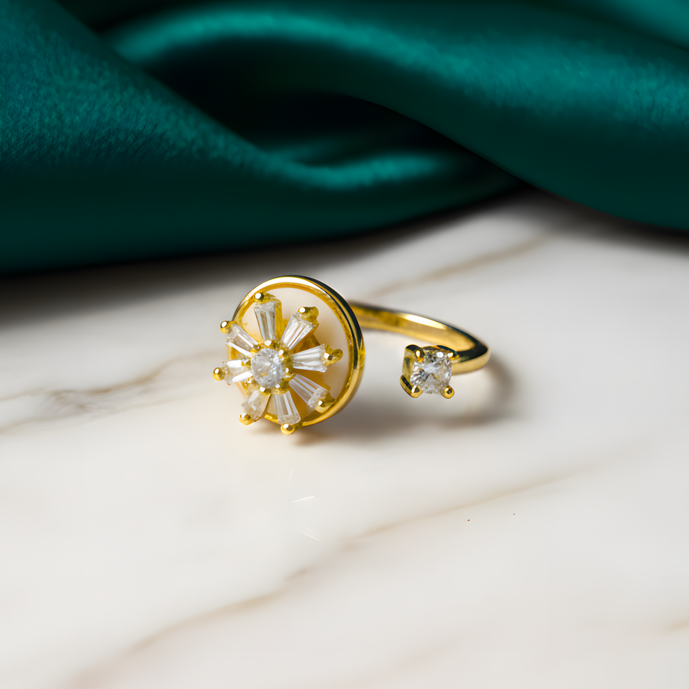Gold-Plated Spinning Crystal Ring