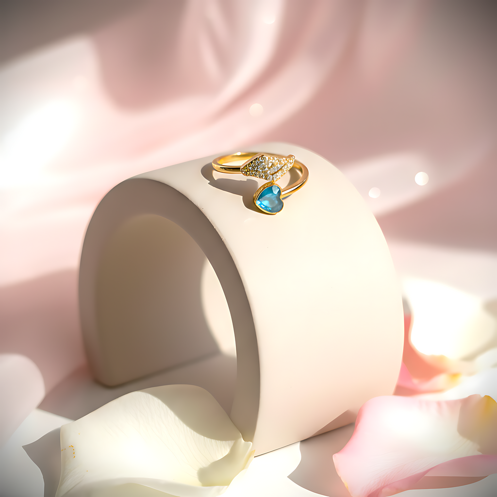 Blue Heart Adjustable Ring
