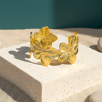 Gold Floral Open Cuff Bracelet
