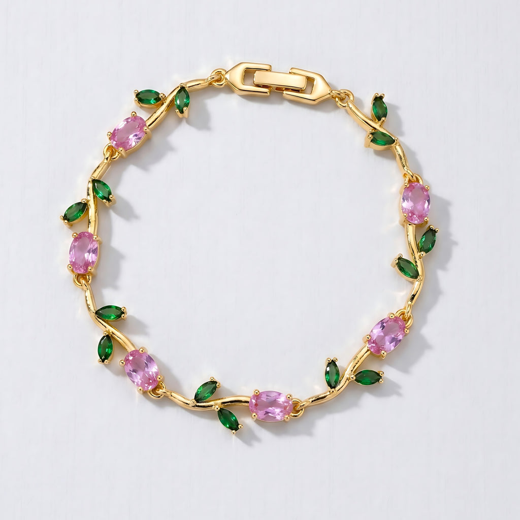 Pink & Green Tulip Bracelet