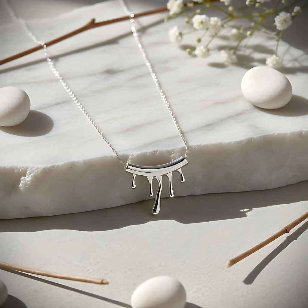 Silver Drip Effect Necklace