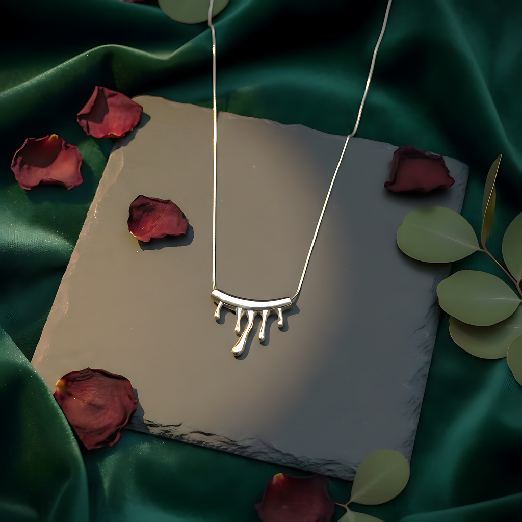 Silver Drip Effect Necklace
