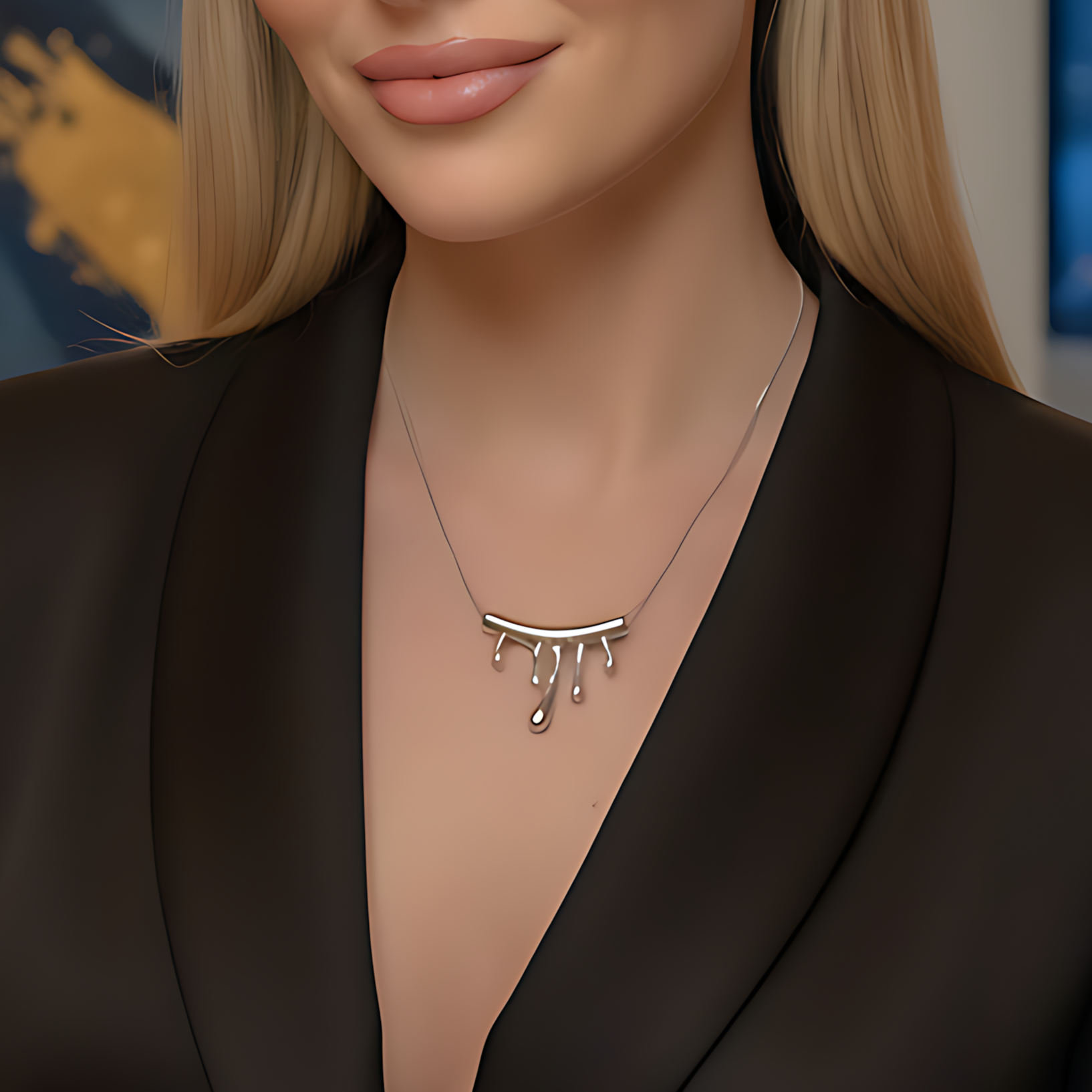 Silver Drip Effect Necklace