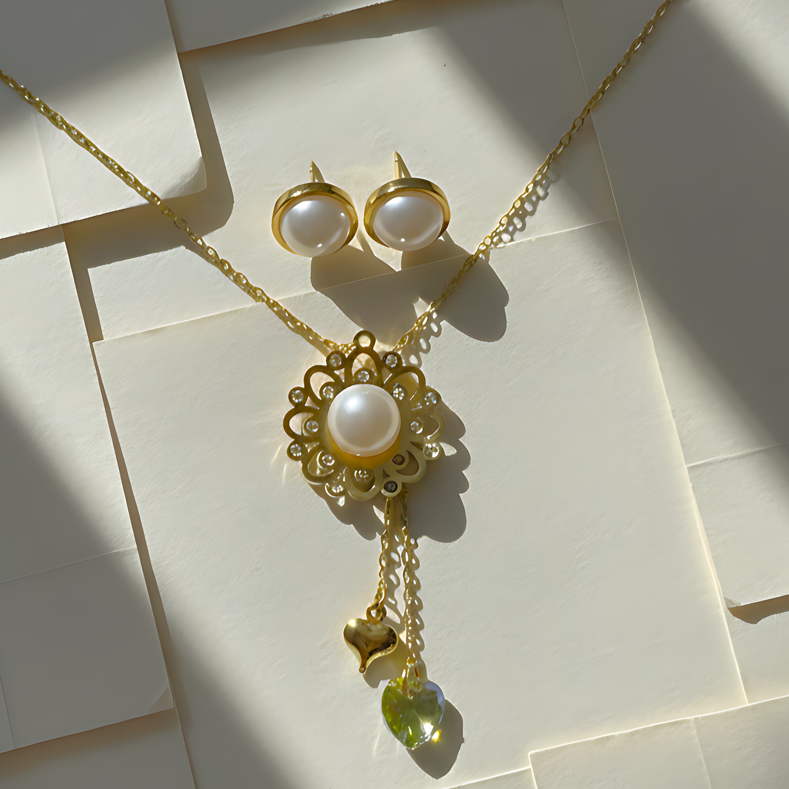 Floral Pearl Necklace Set