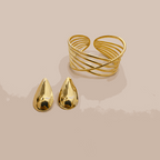 Classic Wire Cuff Bracelet & Stud Earrings Combo Set