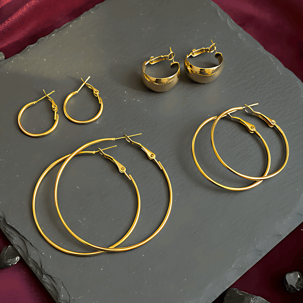 Classic Gold Hoop Earrings Combo ( Set of 4 Pair)