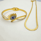 Modern Snake Chain & Evil Eye Bracelet Combo Set