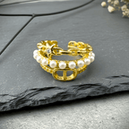 Blossom Pendant Necklace & Triple Layer Ring Combo Set