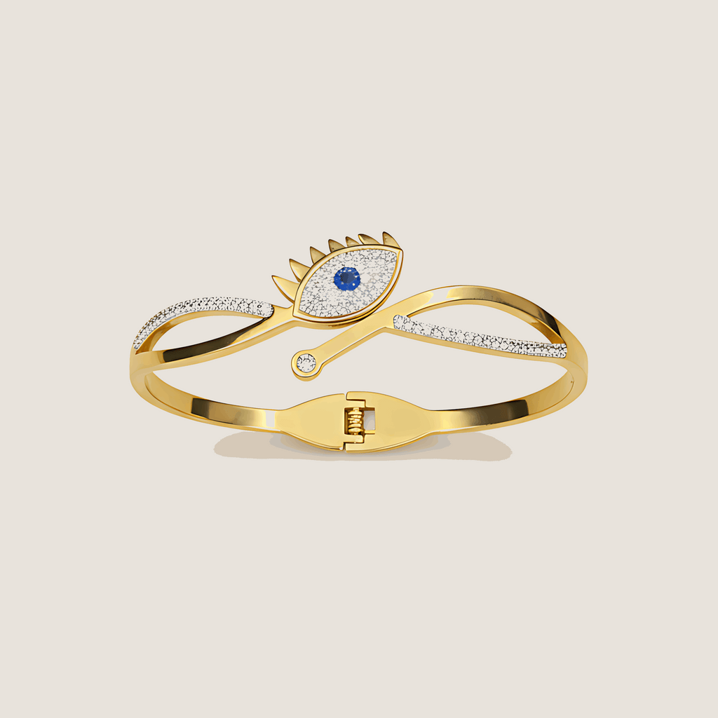 Evil Eye Bracelet & Classic Hoop Earrings Combo Set