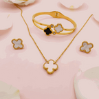 Clover Necklace & Earring Set With Clover Bracelet