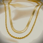 Double Layer Necklace & Hoop Earrings Combo Set