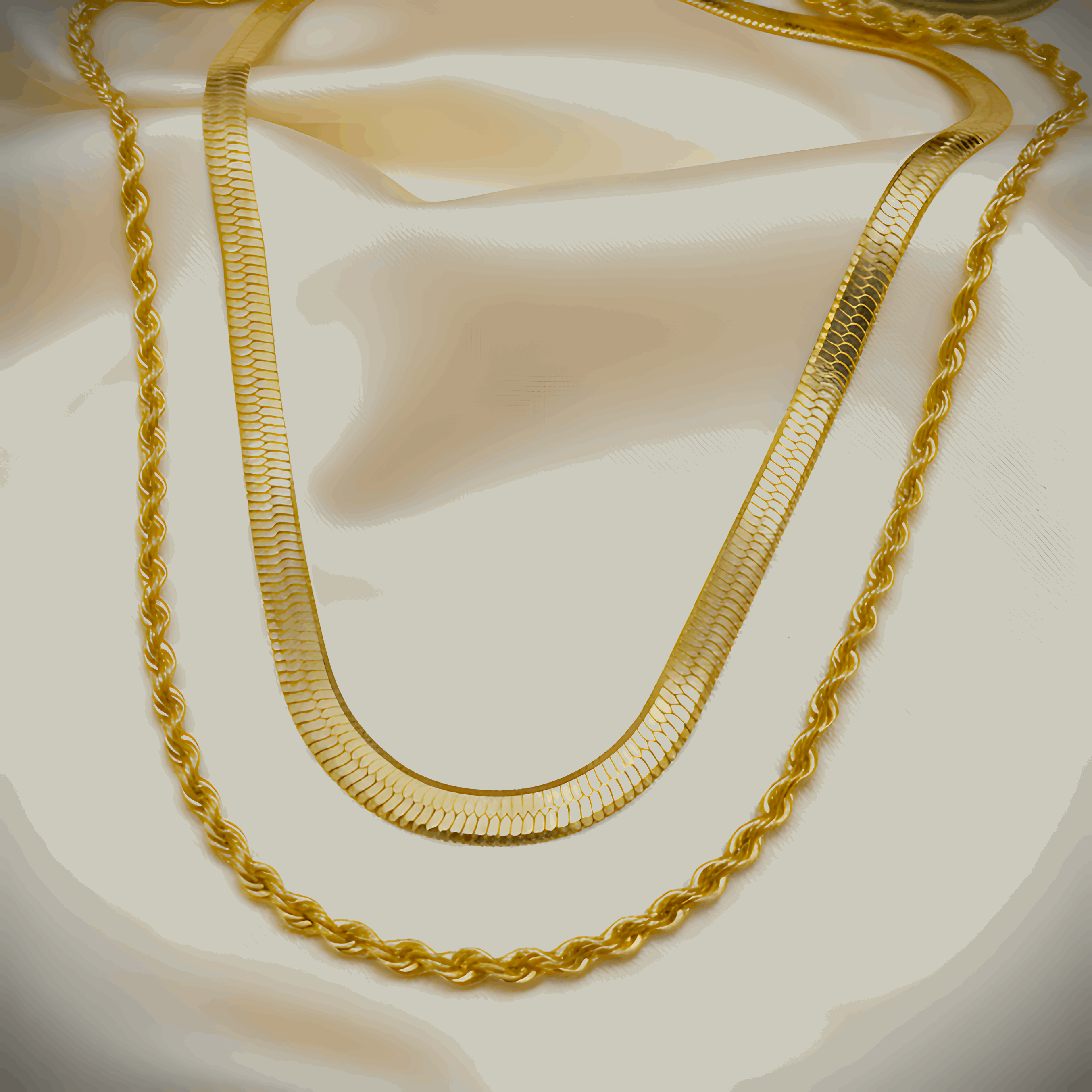 Double Layer Necklace & Hoop Earrings Combo Set