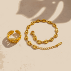 Golden Link Bracelet & Gucci Inspired Ring Combo Set