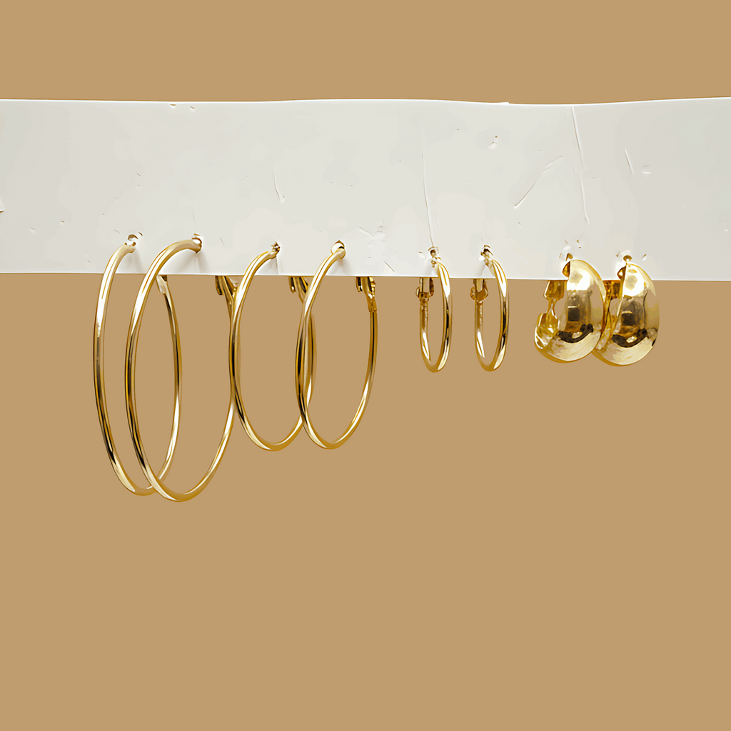 Classic Gold Hoop Earrings Combo ( Set of 4 Pair)