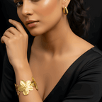 Floral Cuff Bracelet & Stud Earrings Combo Set