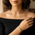 Modern Snake Chain & Evil Eye Bracelet Combo Set