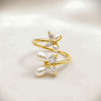 Butterfly Ring & Ocean Pearl Bracelet Combo Set