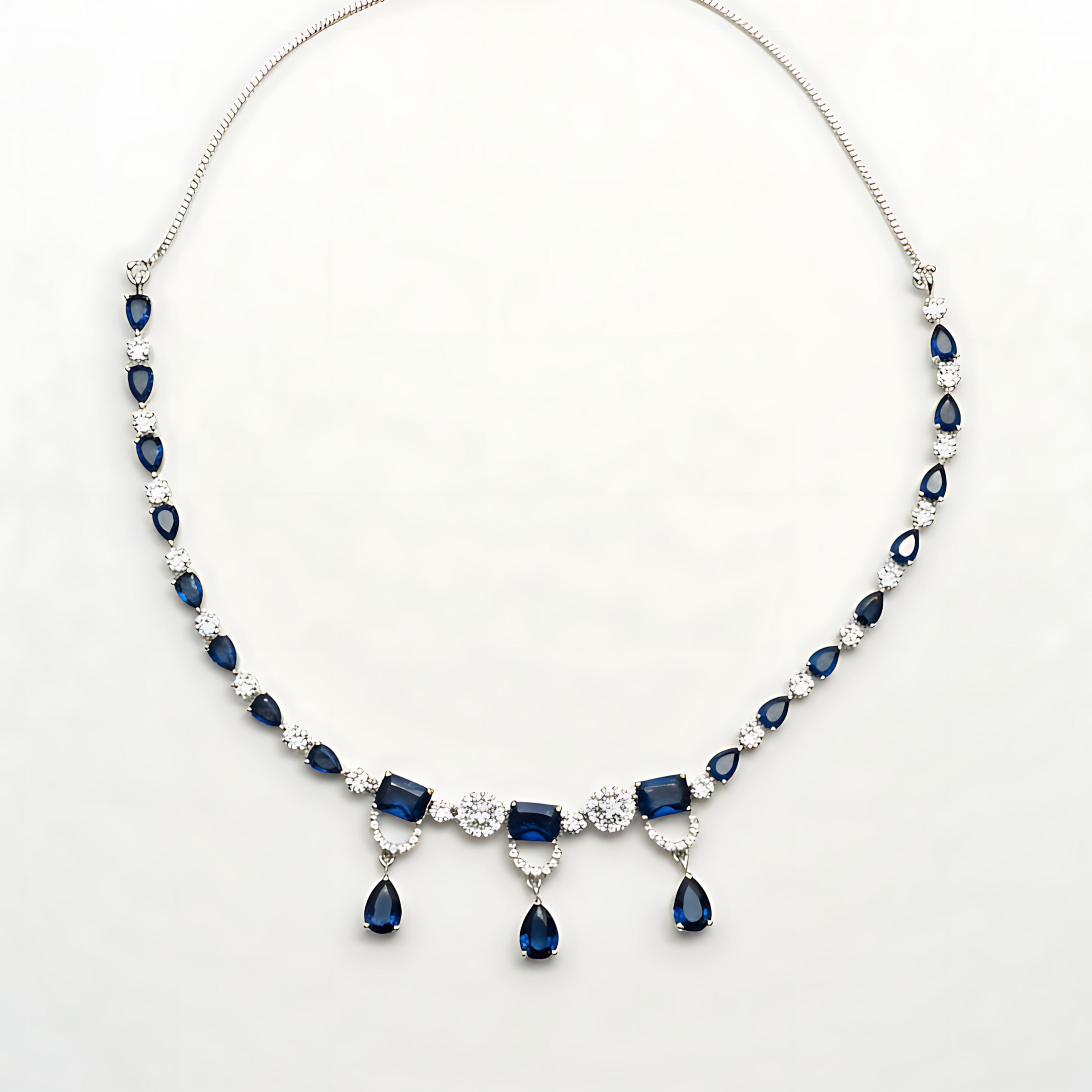 Royal Blue Stone AD Necklace Set