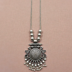 Oxidised Round Pendant Necklace Set