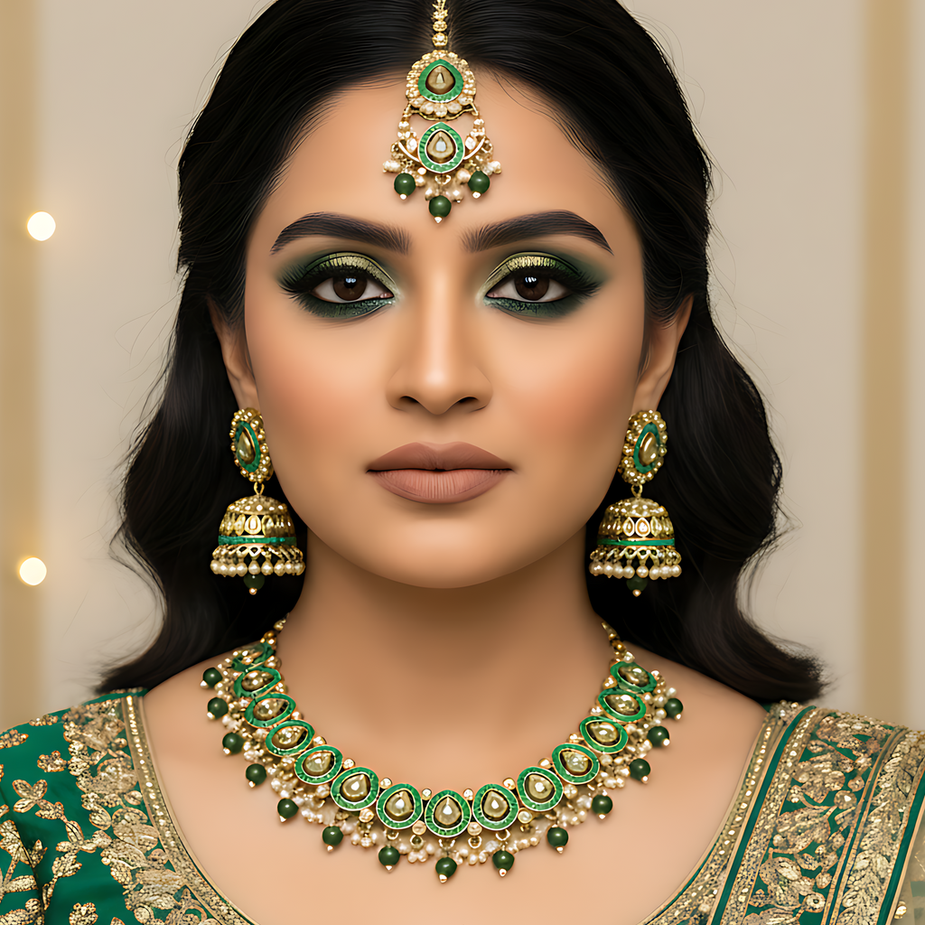 Green Kundan Choker Set