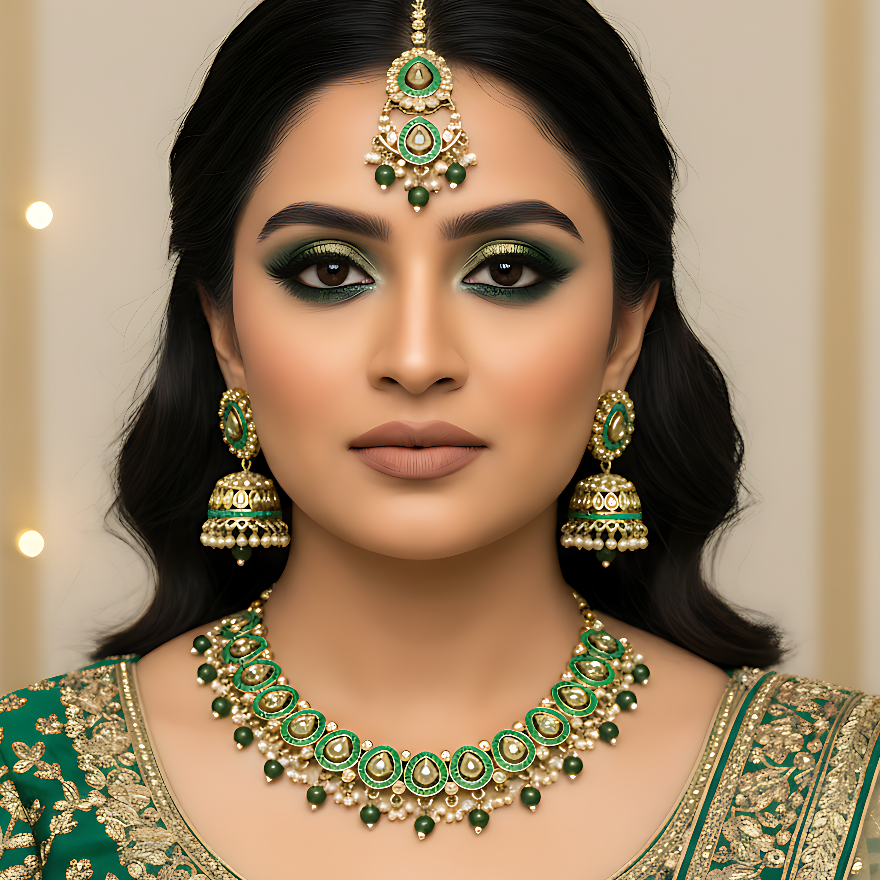 Green Kundan Choker Set