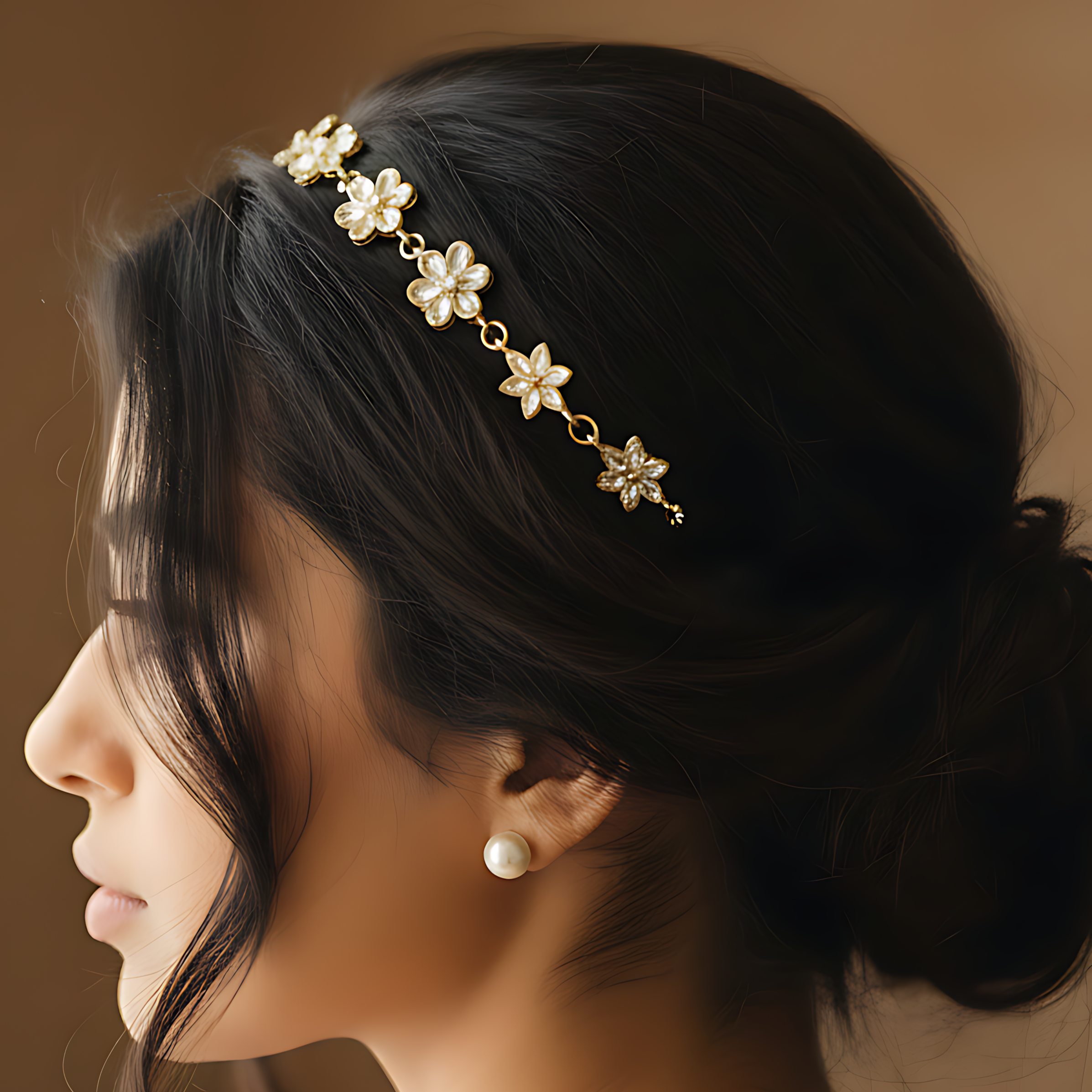 Floral Crystal Hair Chain