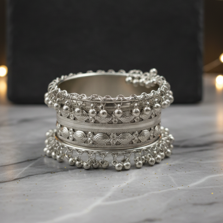 Oxidised Ghungroo Bangle Bracelet