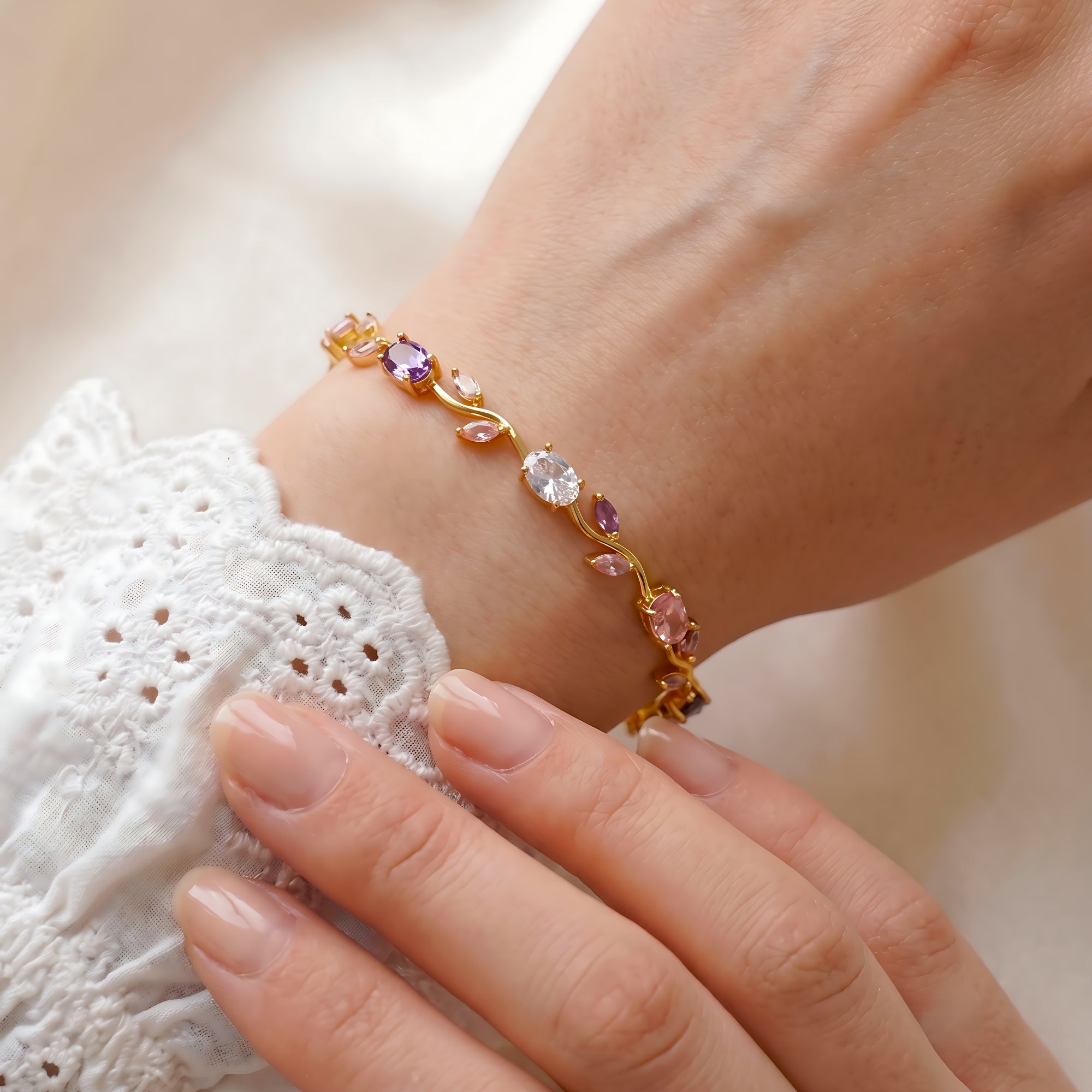 Pink & Purple Tulip Bracelet
