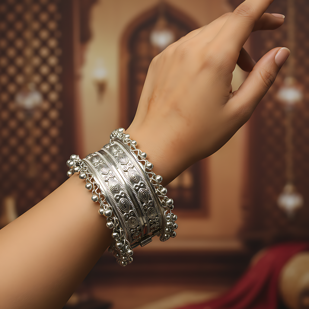 Oxidised Ghungroo Bangle Bracelet