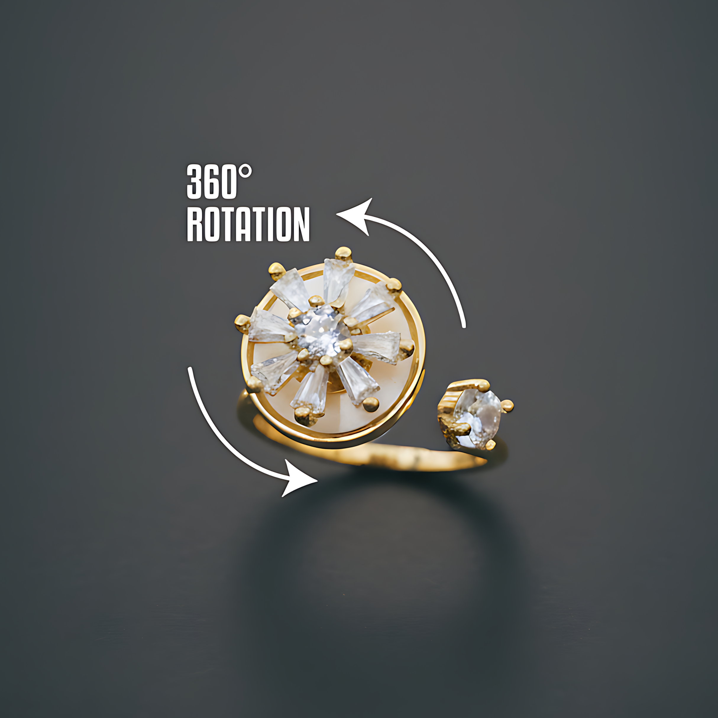 Gold-Plated Spinning Crystal Ring