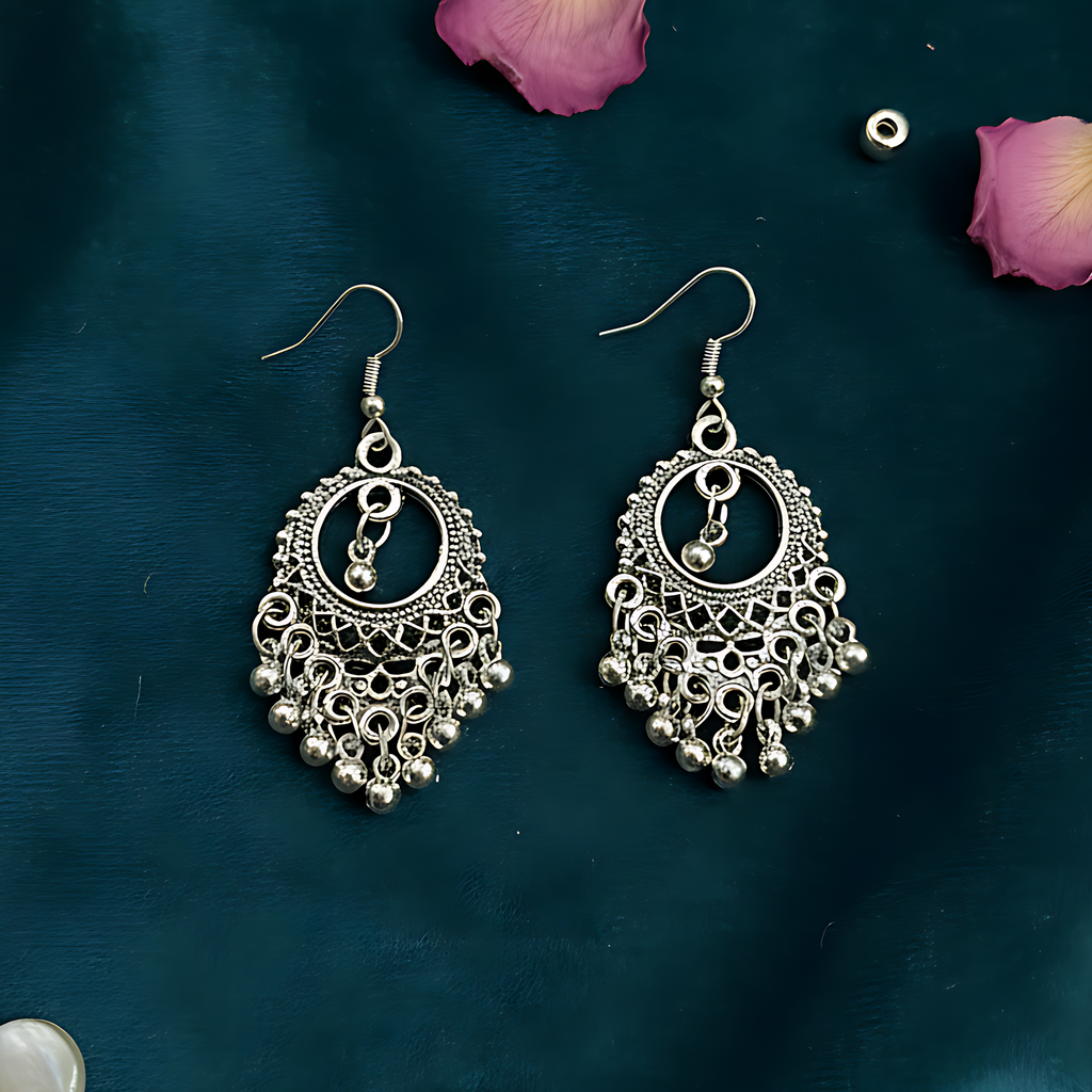 Oxidised Peacock Pendant Necklace Set