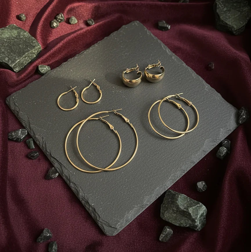 Classic Gold Hoop Earrings Combo ( Set of 4 Pair)