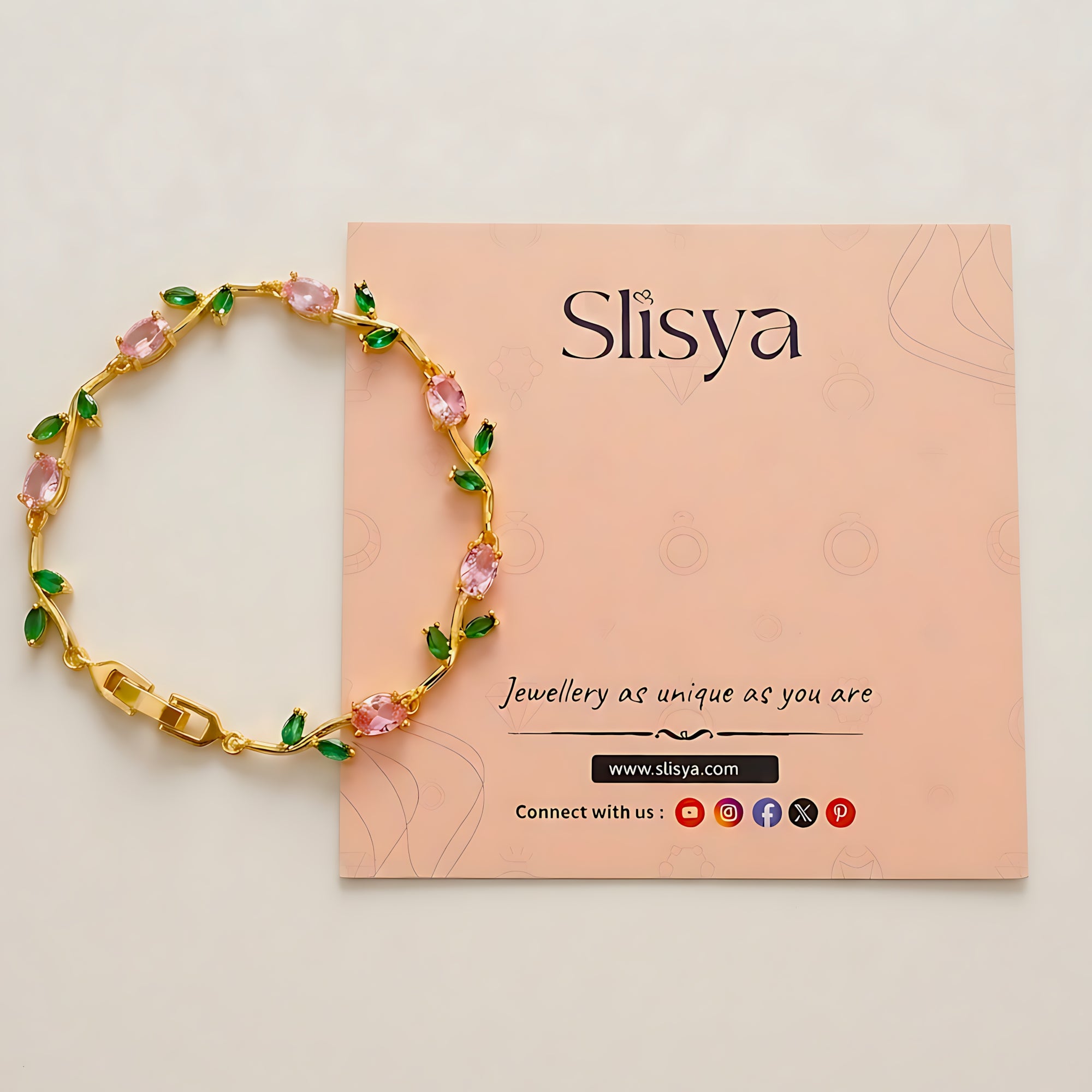 Pink & Green Tulip Bracelet