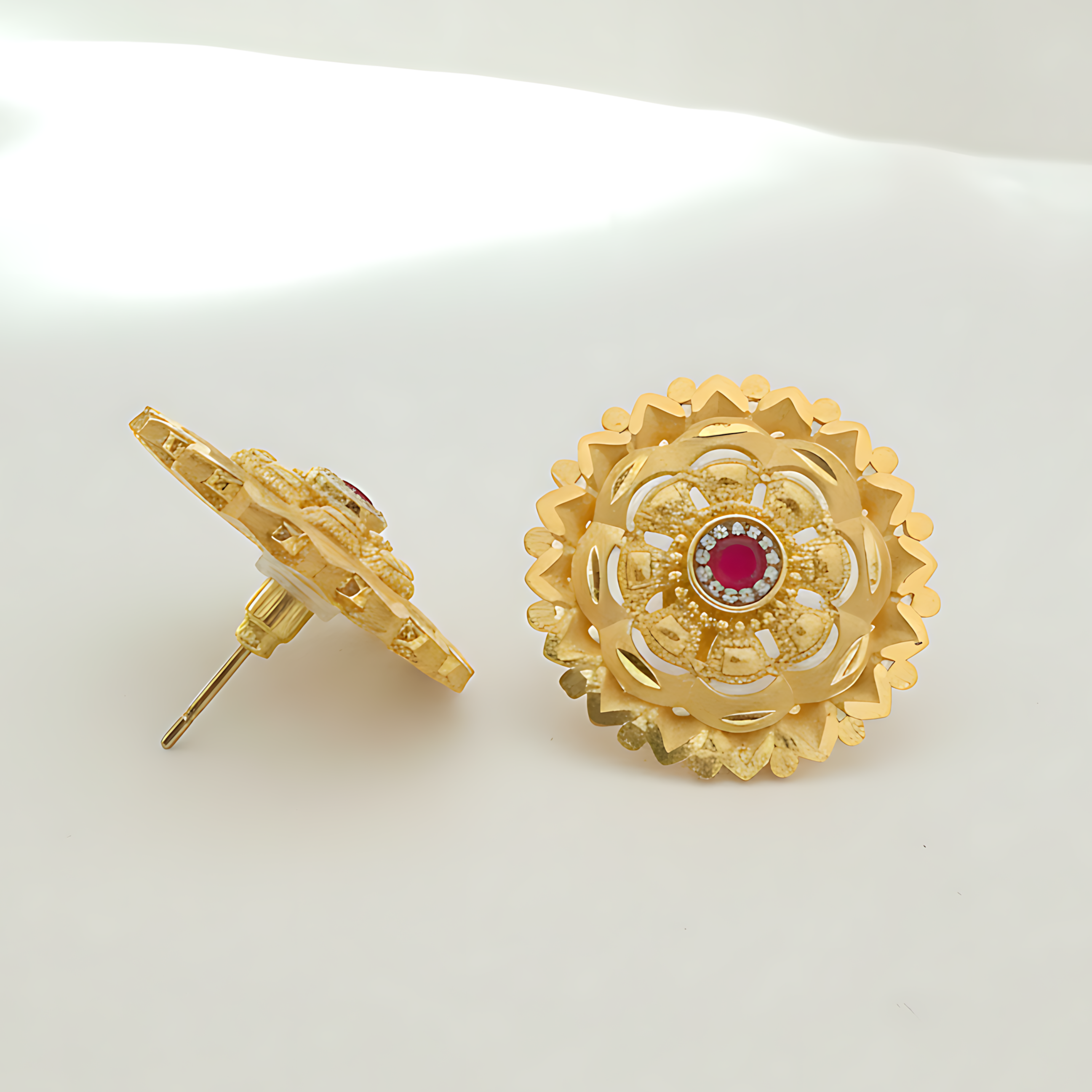 Gold Floral Stud Earrings