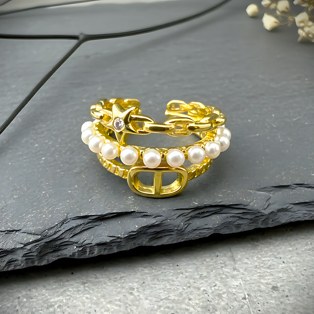 Gold-Plated Triple Layer Ring