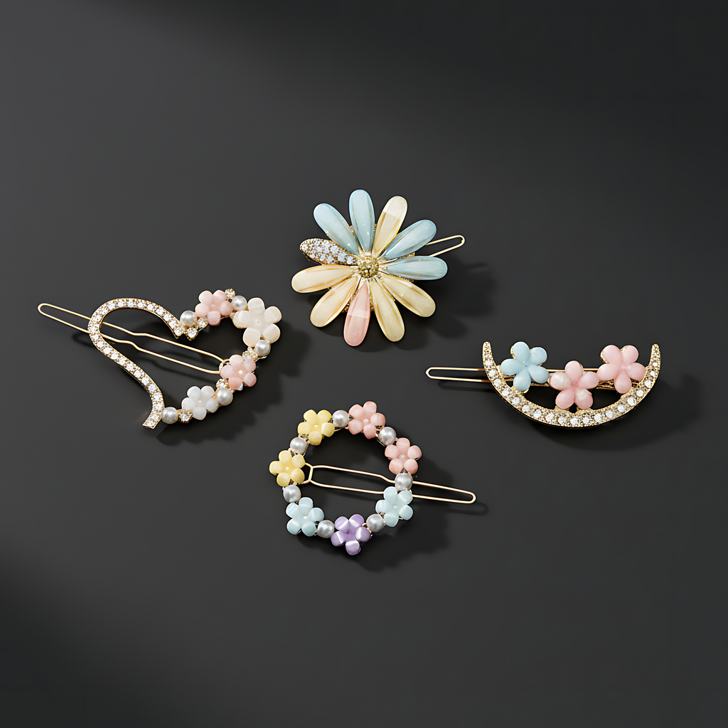Floral & Pearl Hair Clip Set