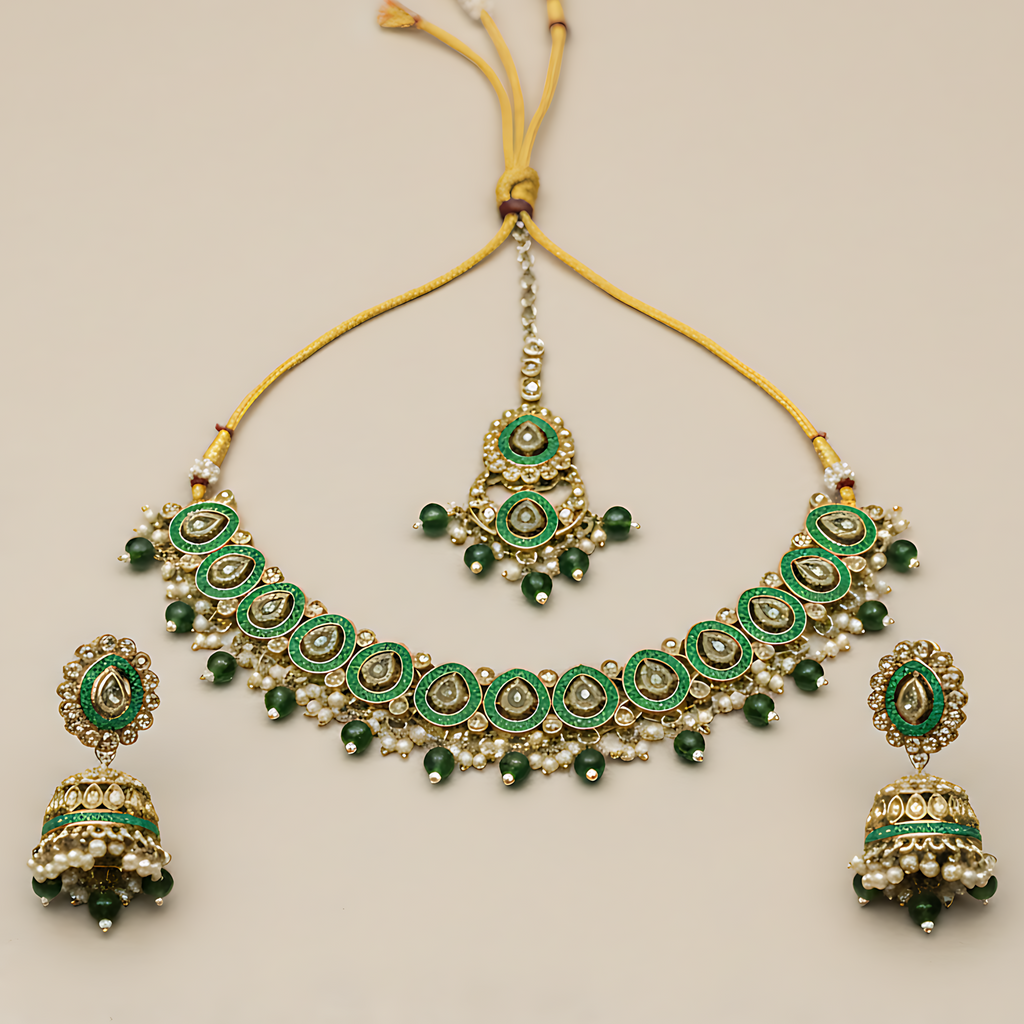 Green Kundan Choker Set